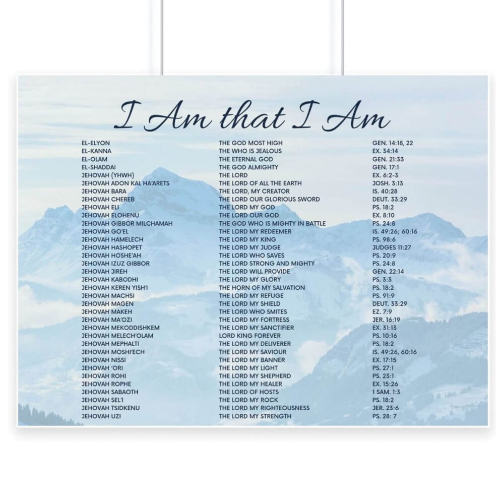 Hanging I Am That I AM Names of God Poster