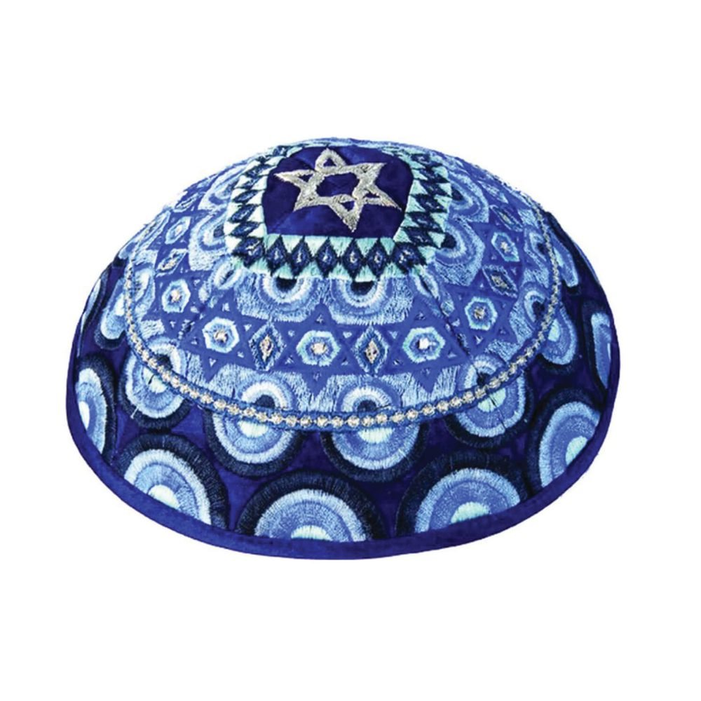 Blue-Talit-Hat-5.jpg Embroidered Tallit Set – Blue Stars Of David
