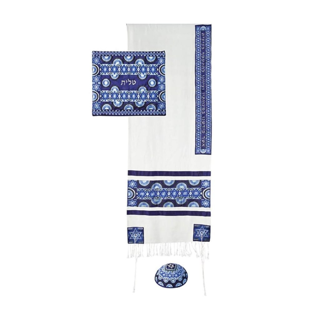 Embroidered Tallit Set – Blue Stars Of David