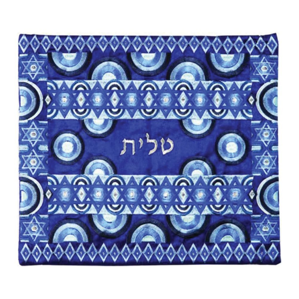 Blue-Talit-bag-5.jpg Embroidered Tallit Set – Blue Stars Of David