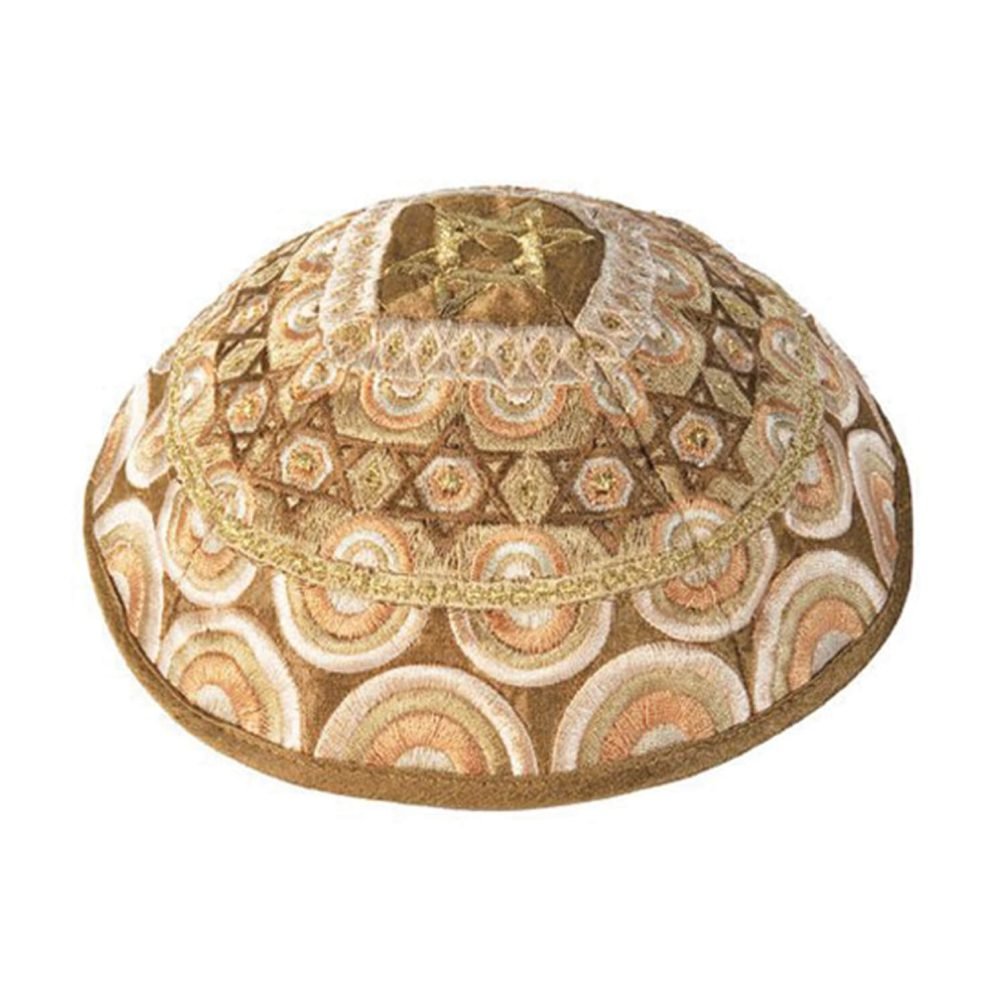Brown-Talit-Hat-5.jpg Embroidered Tallit Set – Gold Stars Of David