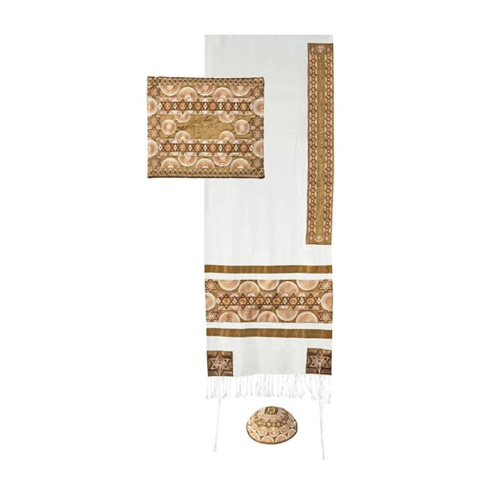 Embroidered Tallit Set – Gold Stars Of David