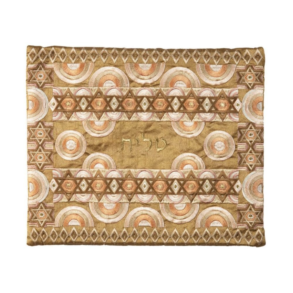 Brown-Talit-bag-5.jpg Embroidered Tallit Set – Gold Stars Of David